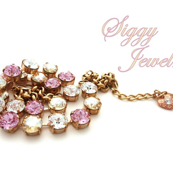 Swarovski Crystal Necklace in Light Rose, Crystal Golden shadow and Clear - Picture 6 of 8